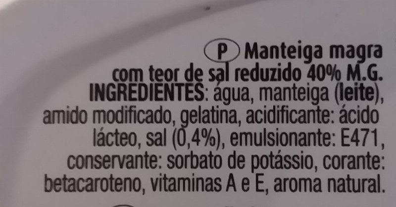 Foto da lista de ingredientes