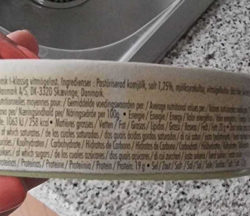 Foto da tabela nutricional