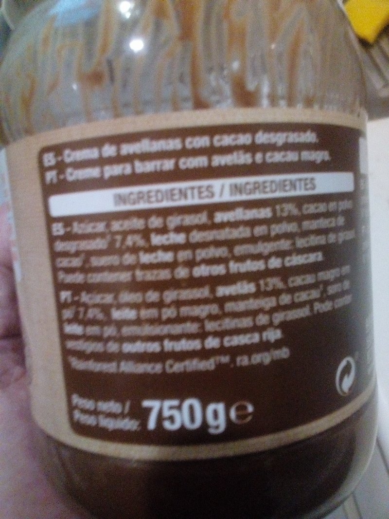 Foto da lista de ingredientes