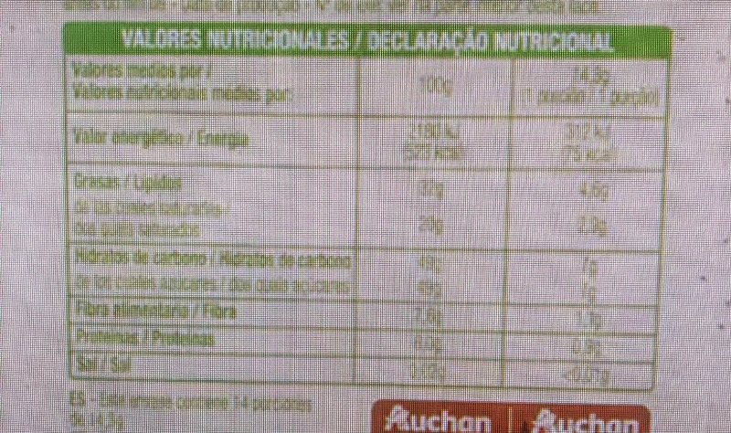 Foto da tabela nutricional