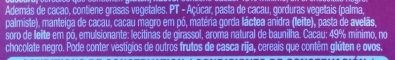 Foto da lista de ingredientes