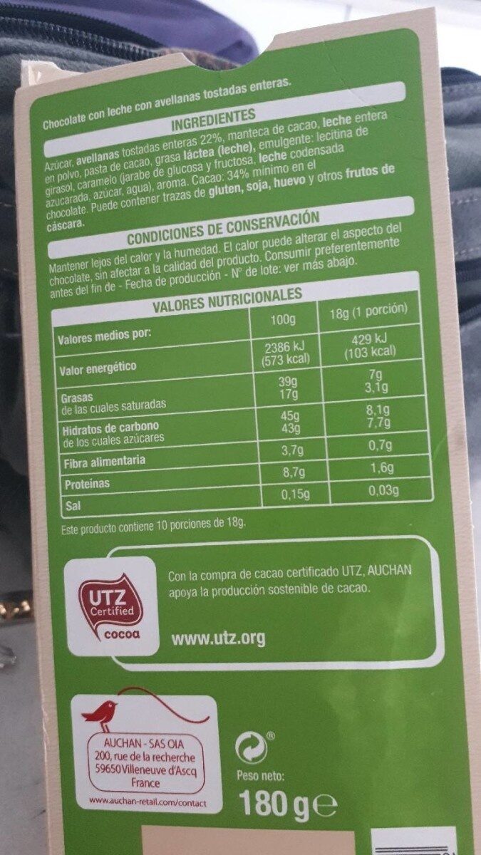 Foto da tabela nutricional