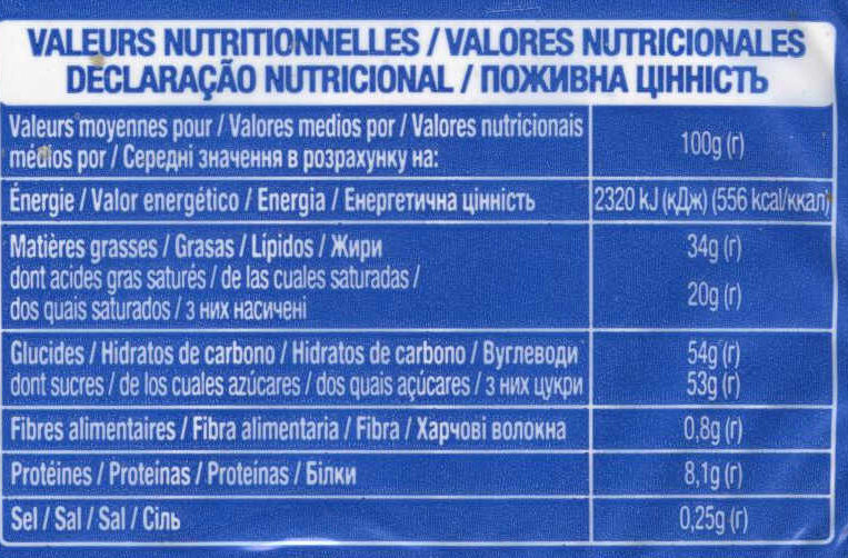 Foto da tabela nutricional
