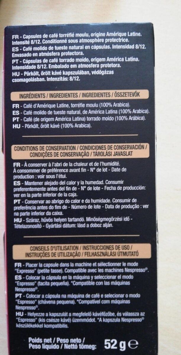 Foto da tabela nutricional