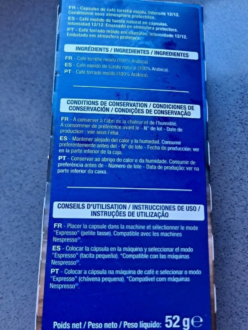 Foto da tabela nutricional