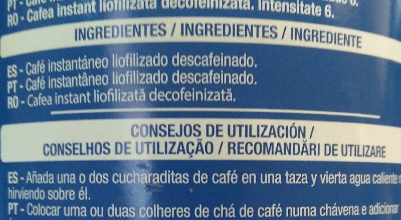 Foto da tabela nutricional