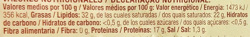 Foto da tabela nutricional