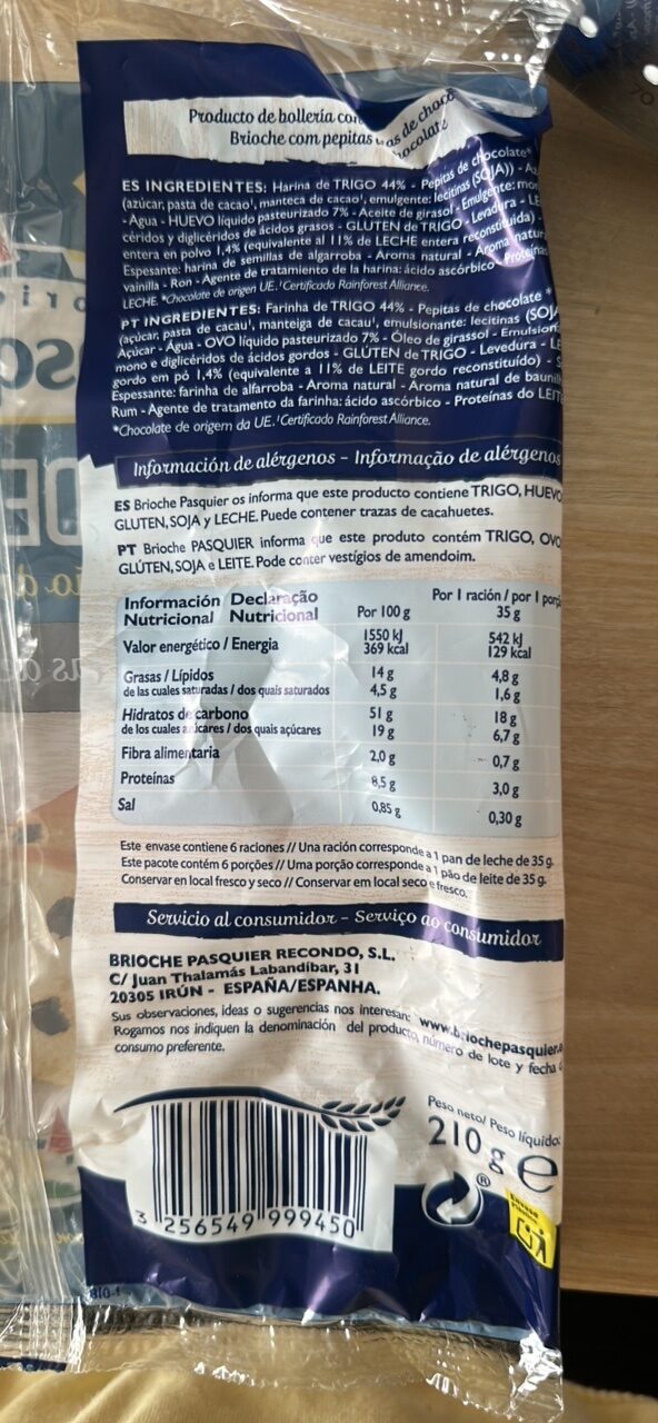 Foto da tabela nutricional