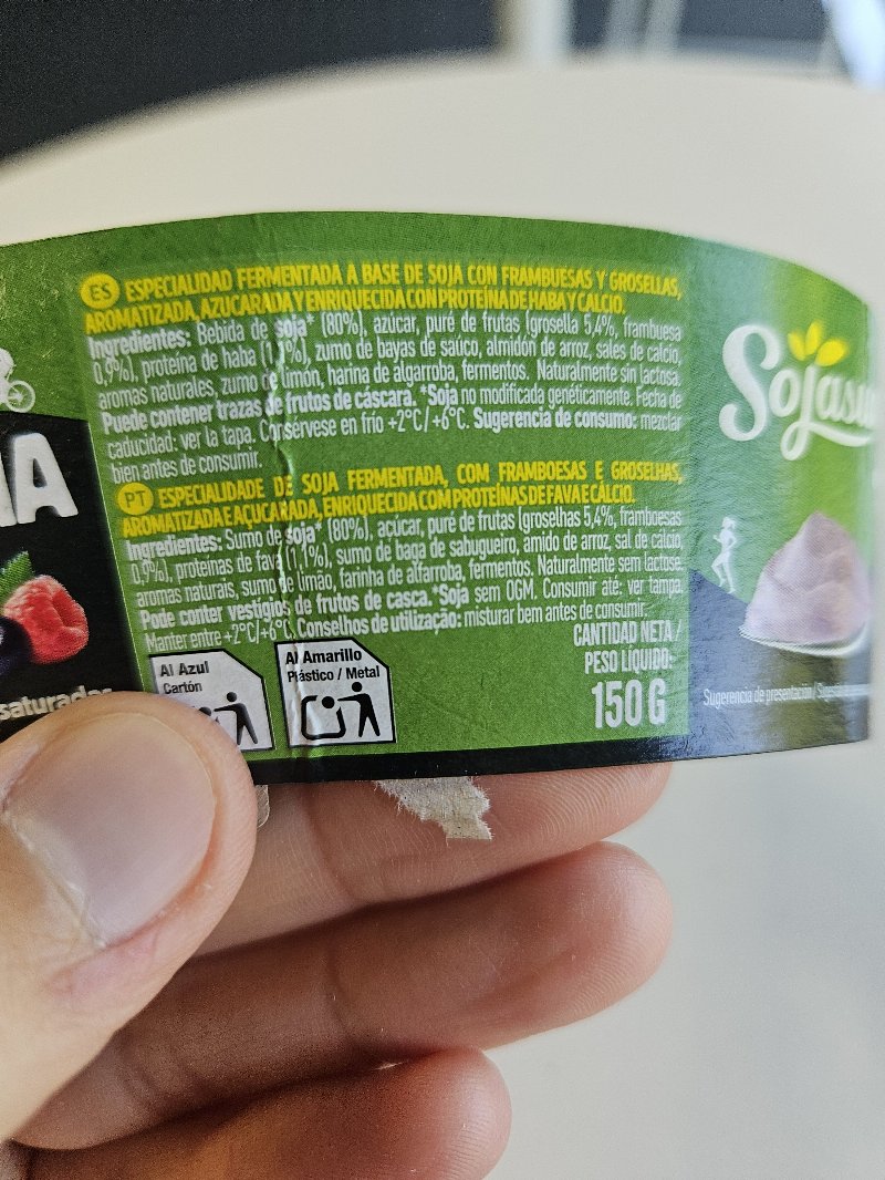 Foto da lista de ingredientes