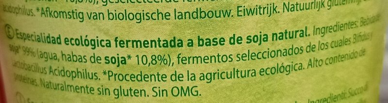 Foto da lista de ingredientes