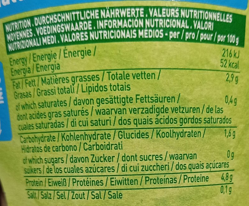 Foto da tabela nutricional