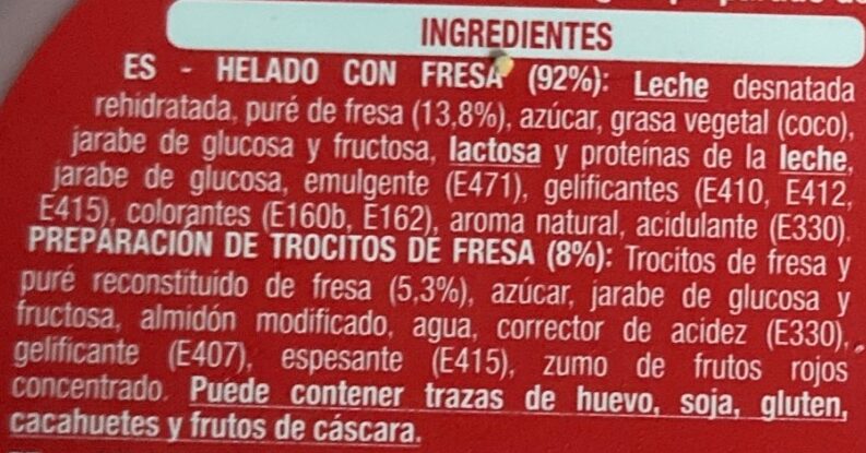 Foto da lista de ingredientes