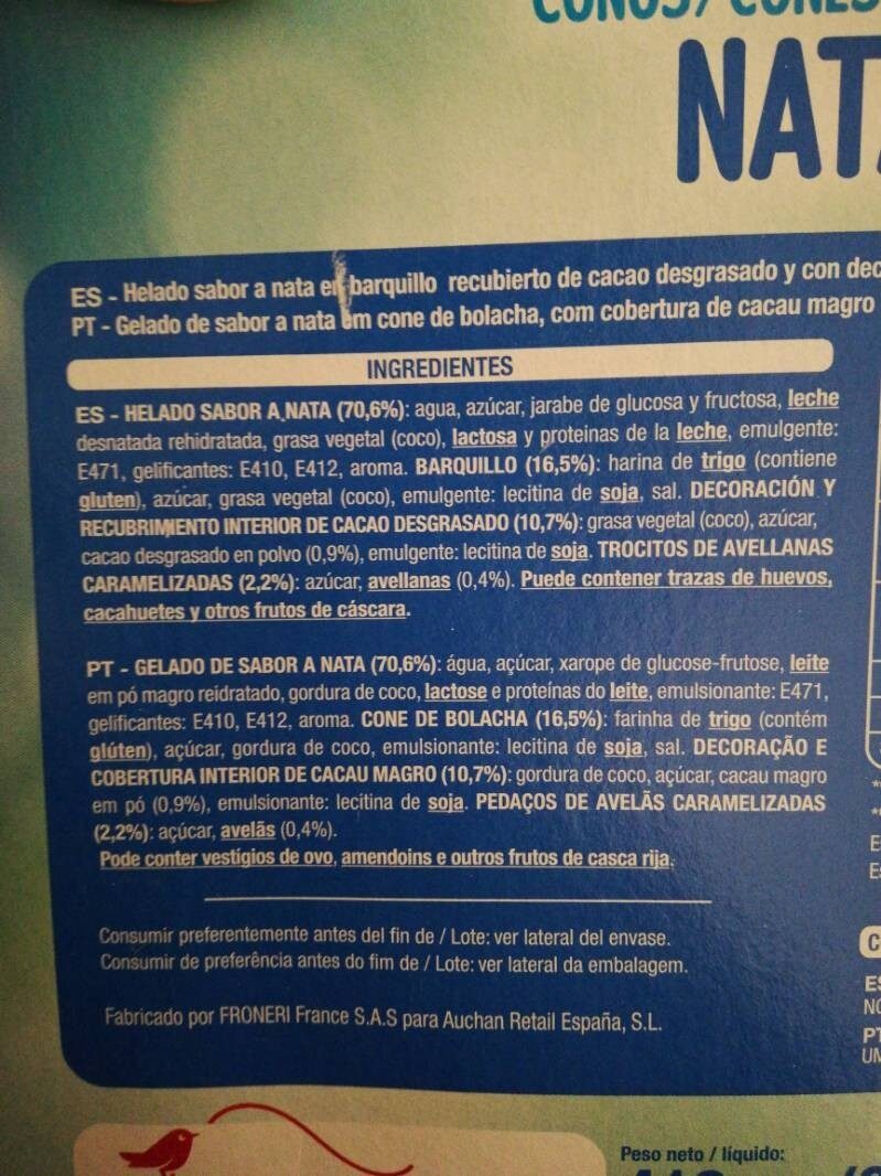 Foto da lista de ingredientes