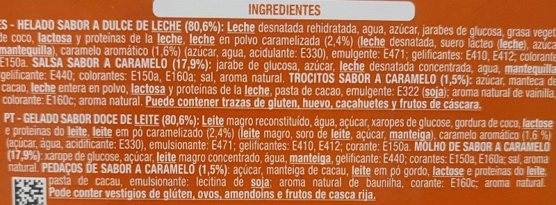 Foto da lista de ingredientes