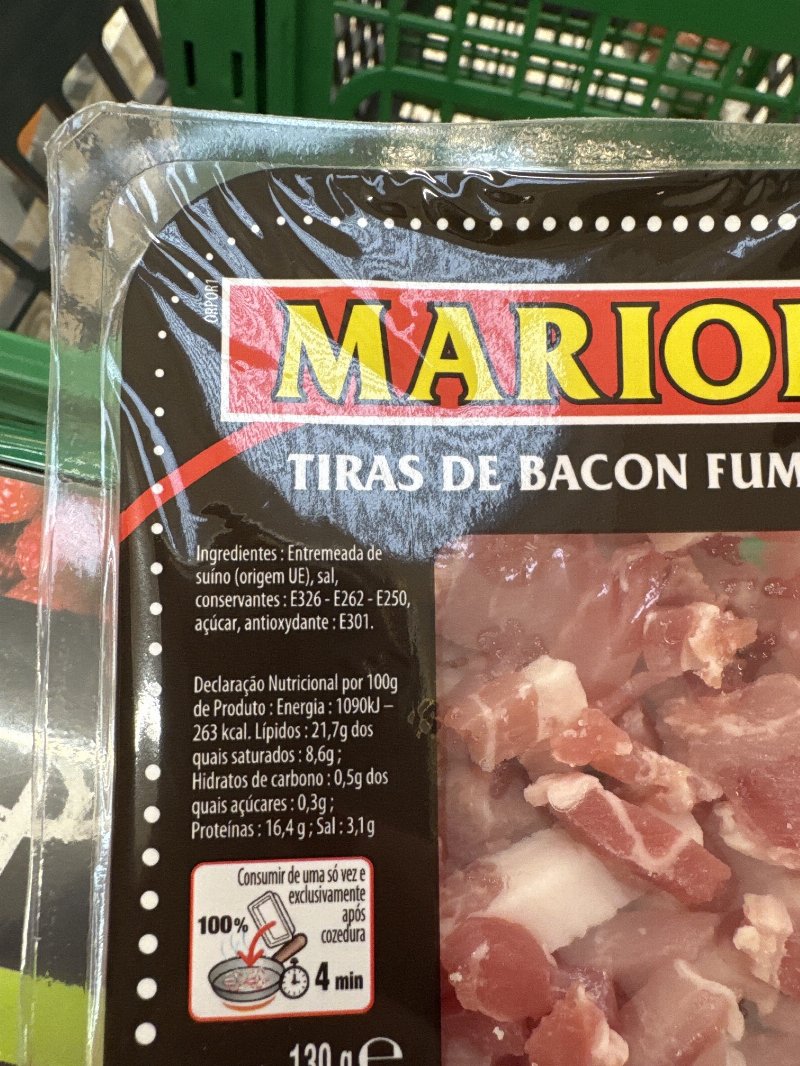 Foto da lista de ingredientes