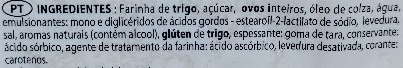 Foto da lista de ingredientes
