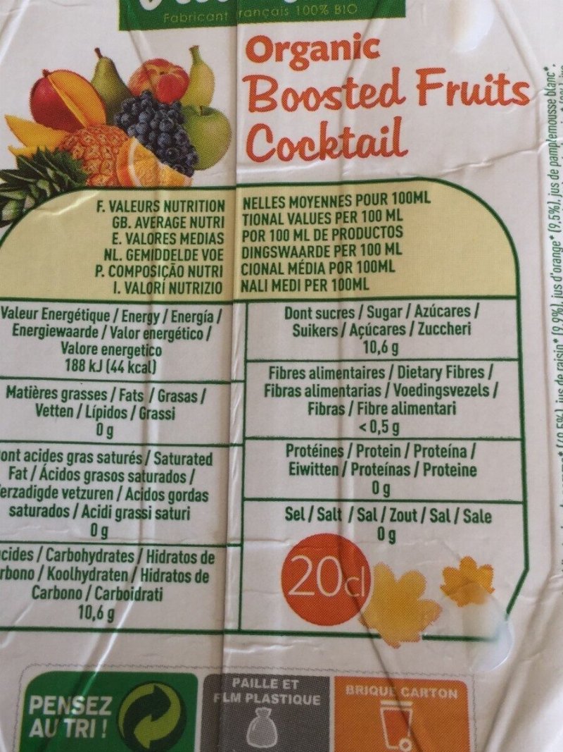 Foto da tabela nutricional
