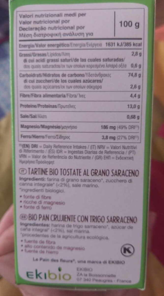 Foto da tabela nutricional