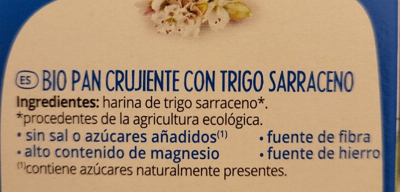 Foto da lista de ingredientes