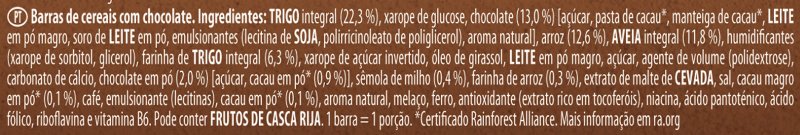 Foto da lista de ingredientes