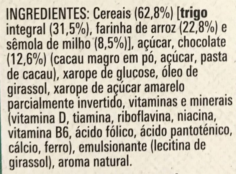 Foto da lista de ingredientes