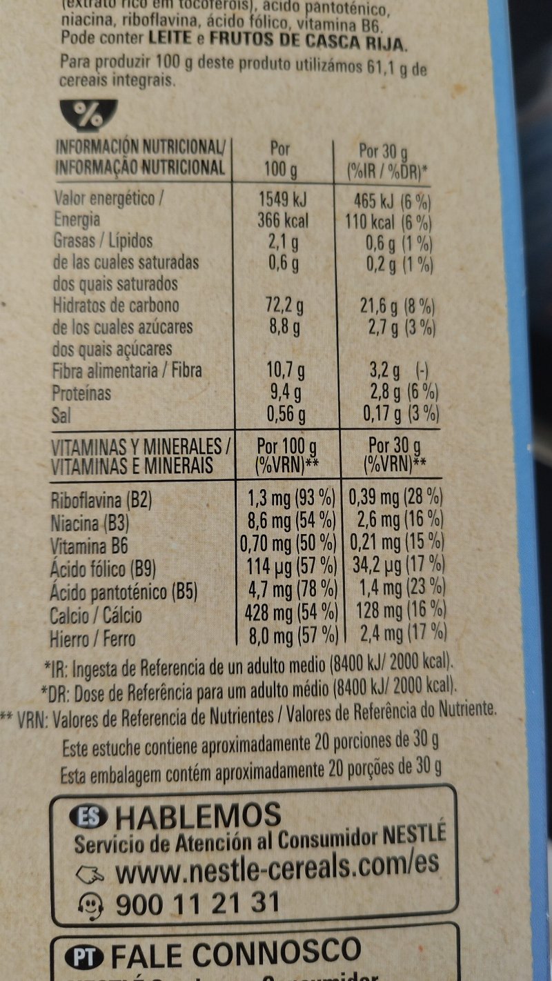 Foto da tabela nutricional