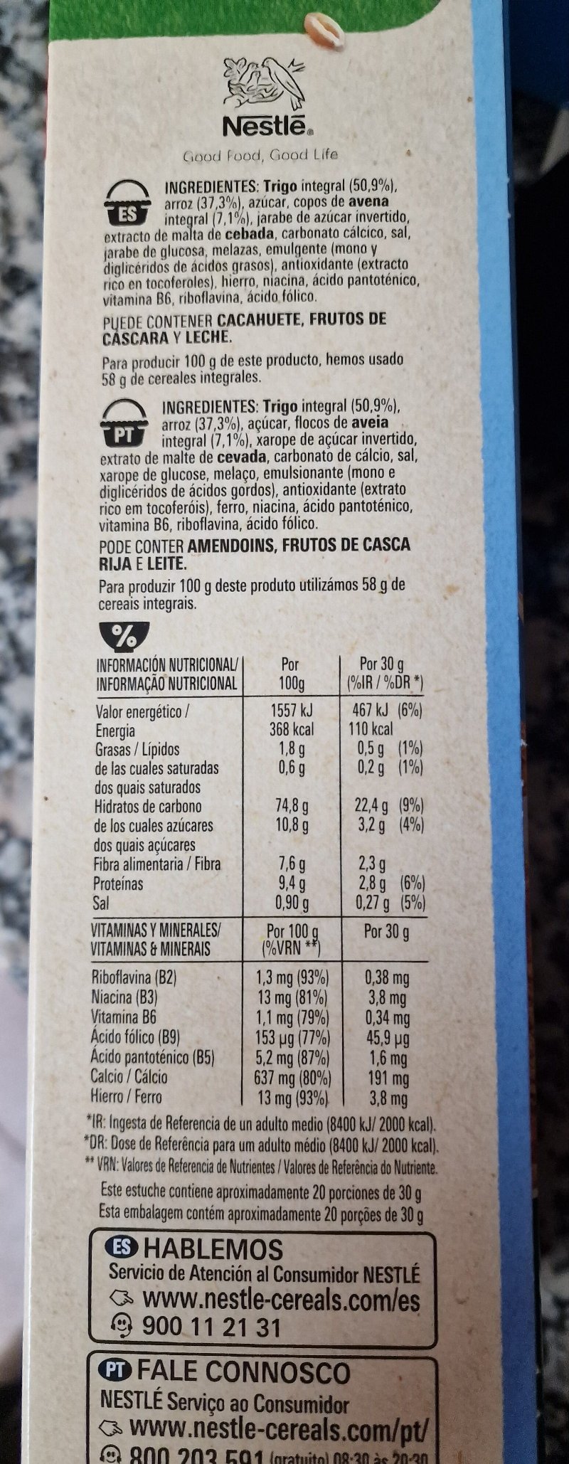 Foto da tabela nutricional