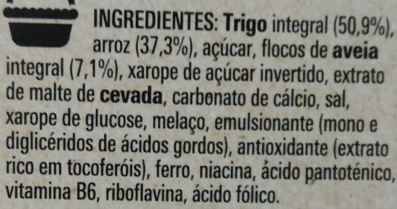 Foto da lista de ingredientes