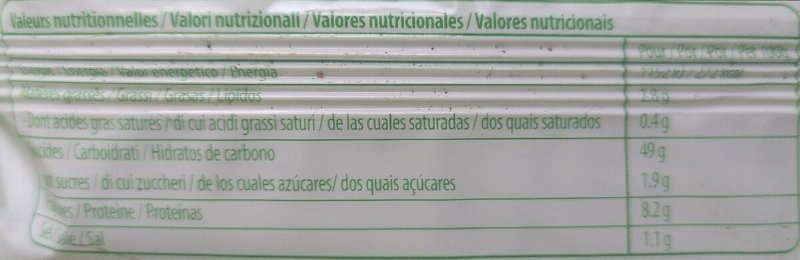 Foto da tabela nutricional