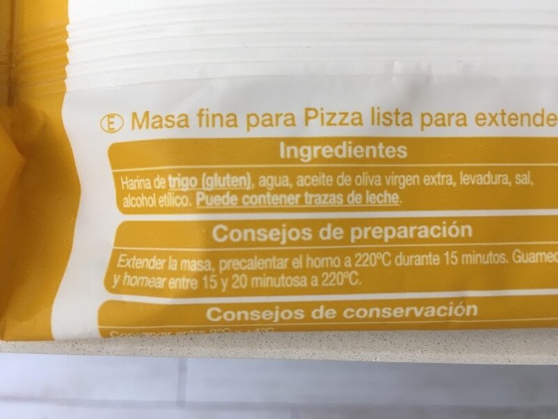 Foto da lista de ingredientes