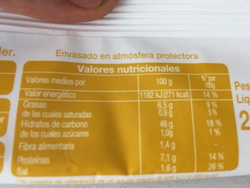 Foto da tabela nutricional