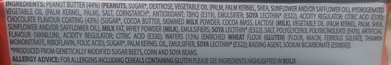 Foto da lista de ingredientes