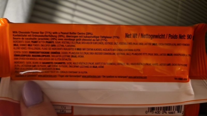 Foto da lista de ingredientes
