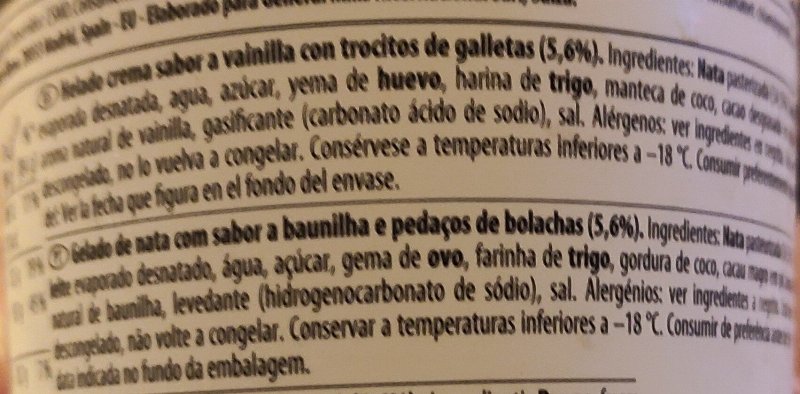 Foto da lista de ingredientes
