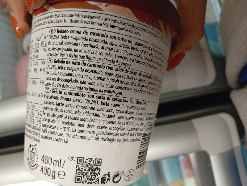 Foto da lista de ingredientes