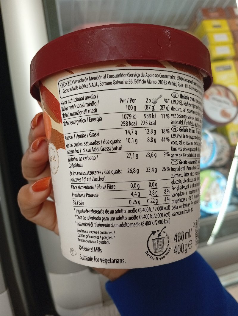 Foto da tabela nutricional