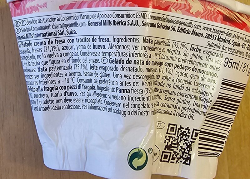 Foto da lista de ingredientes