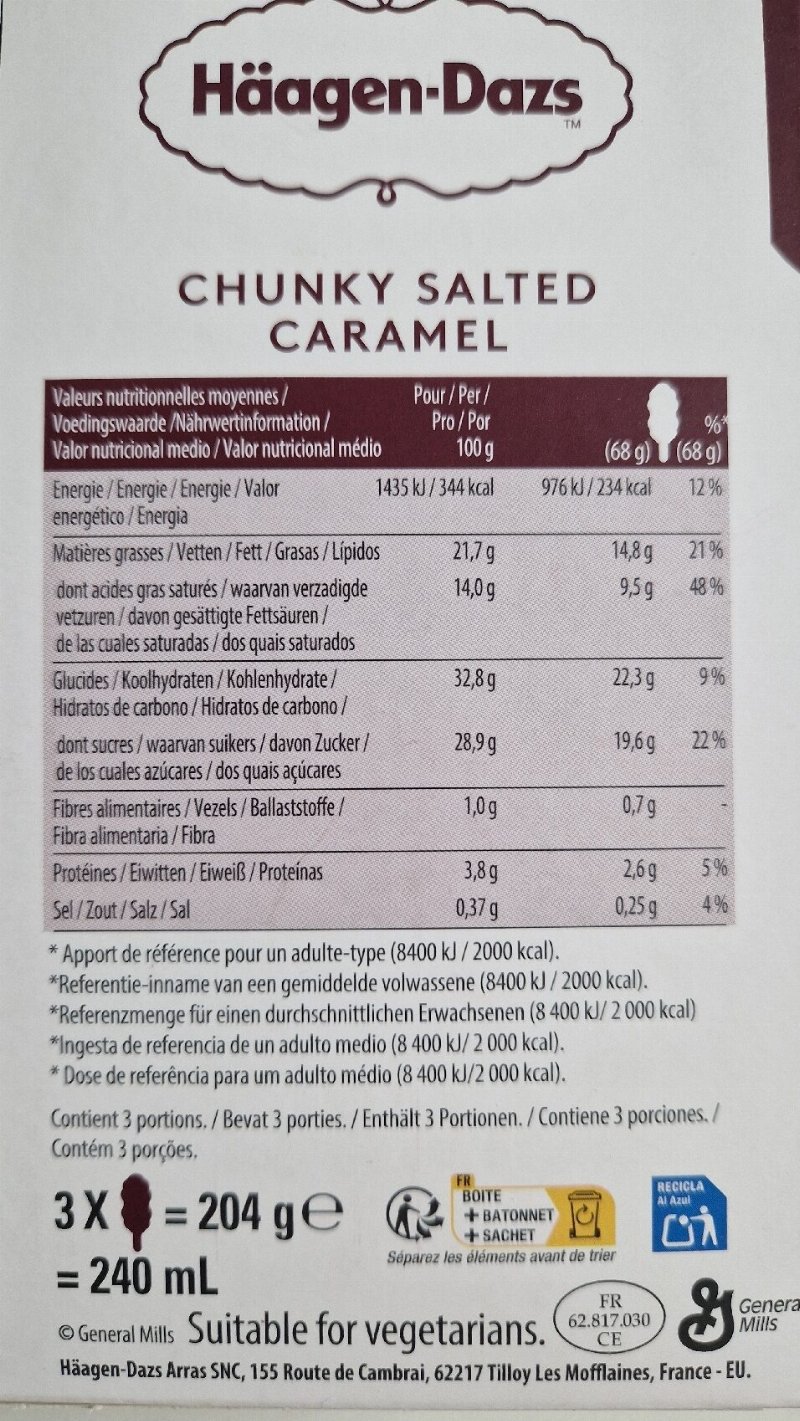 Foto da tabela nutricional