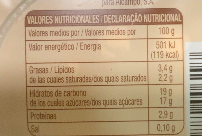 Foto da tabela nutricional