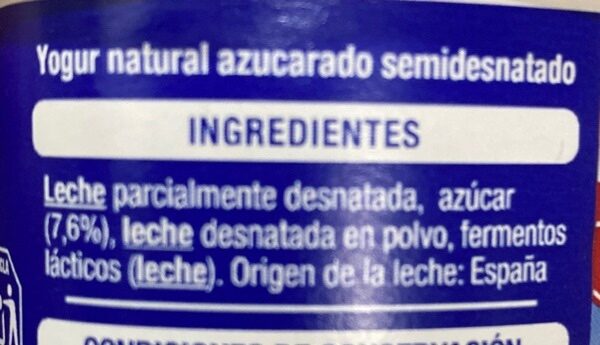 Foto da lista de ingredientes