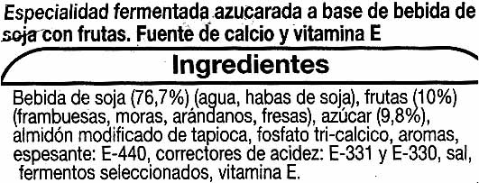 Foto da lista de ingredientes