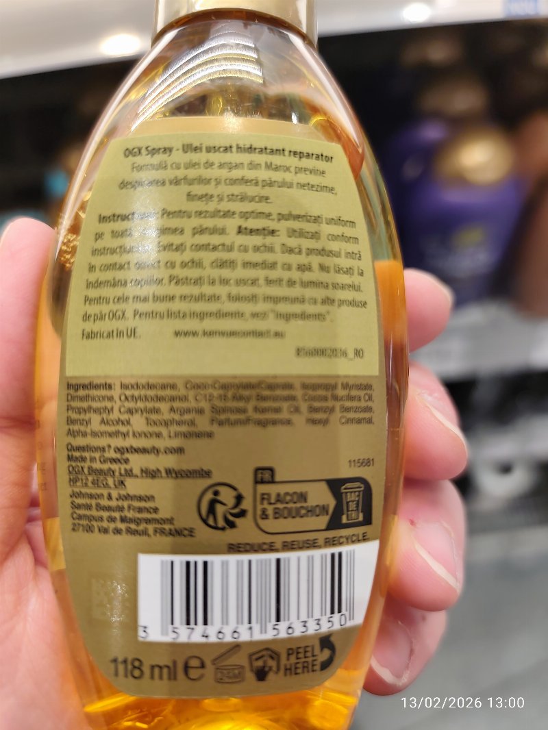 Foto da lista de ingredientes
