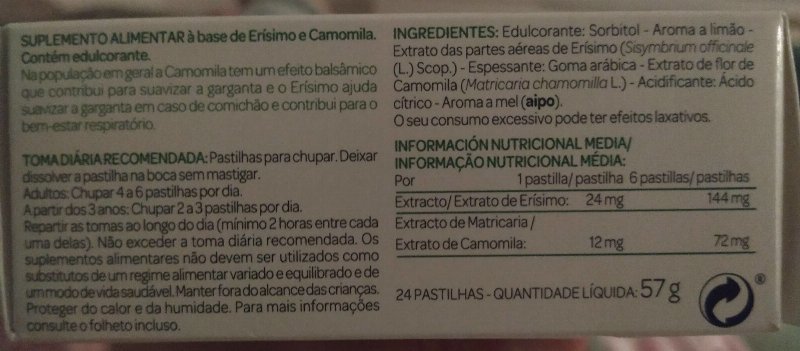 Foto da tabela nutricional