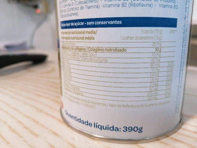 Foto da tabela nutricional