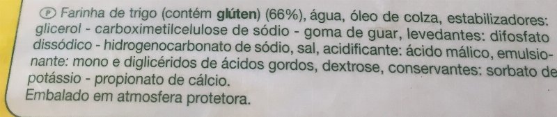 Foto da lista de ingredientes