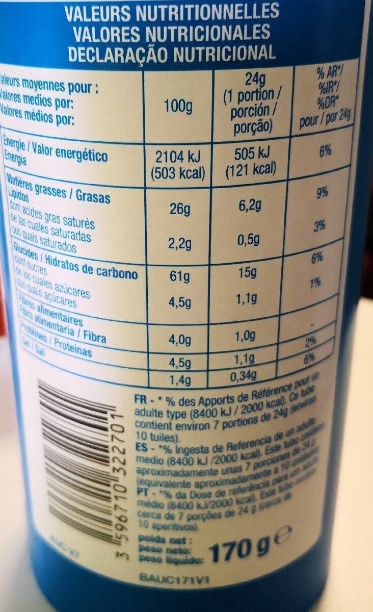 Foto da tabela nutricional