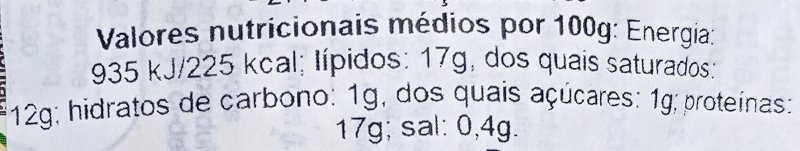 Foto da tabela nutricional