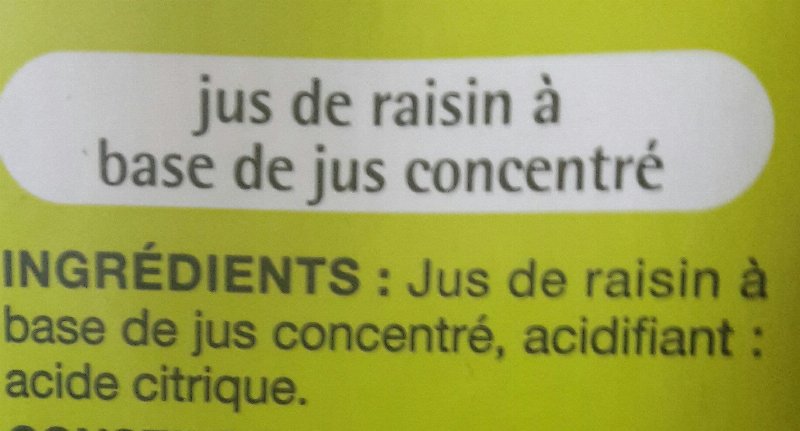 Foto da lista de ingredientes