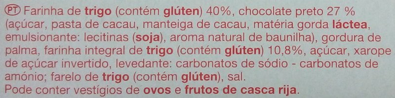Foto da lista de ingredientes