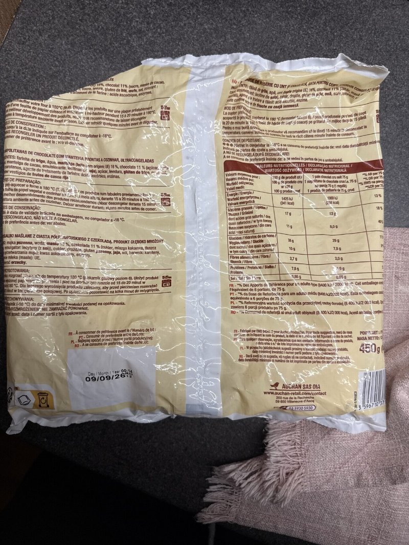 Foto da tabela nutricional
